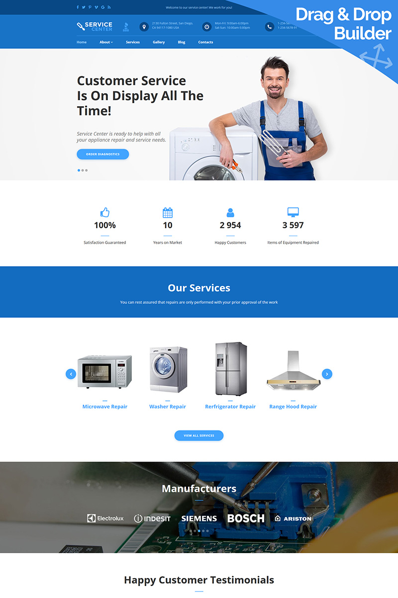 Service Center - Appliance Repair Moto CMS 3 Template