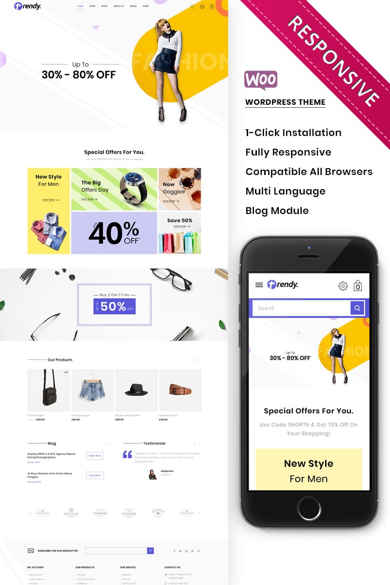 Модный магазин отзывчивая тема woocommerce - Trendy - WooCommerce ...
