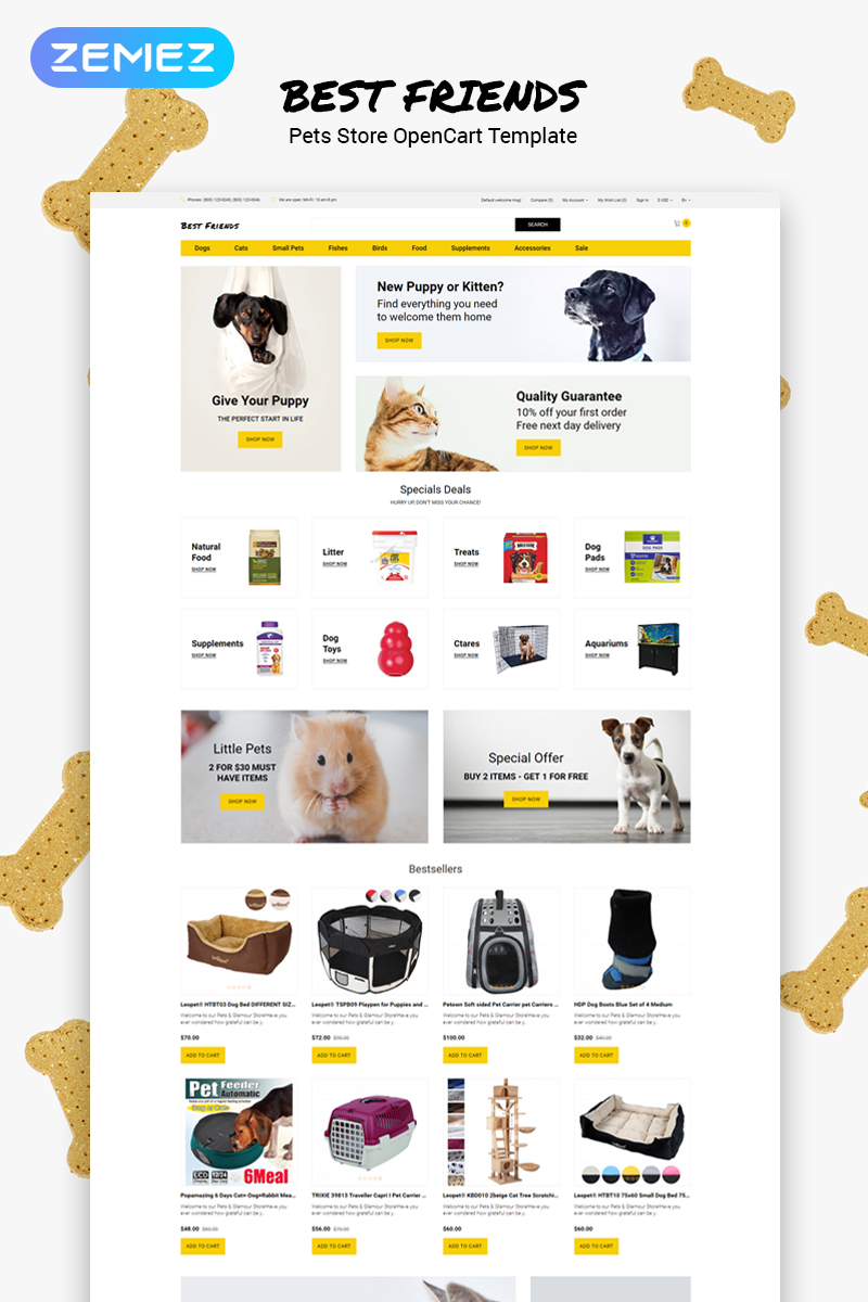 "Best Friends - Pets Store Clean" thème OpenCart adaptatif #79853 - screenshot