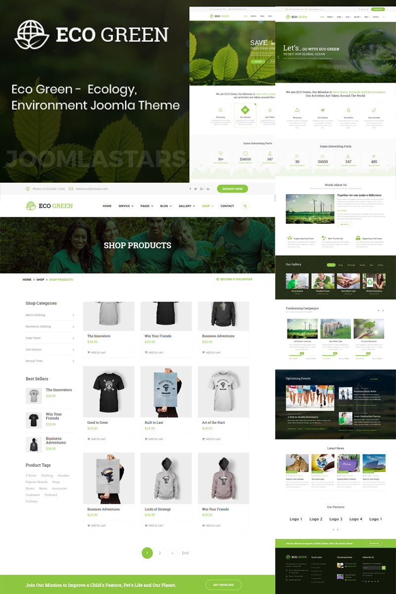"Eco Green - Environment, Ecology and Renewable Energy" - адаптивний Joomla шаблон №79811