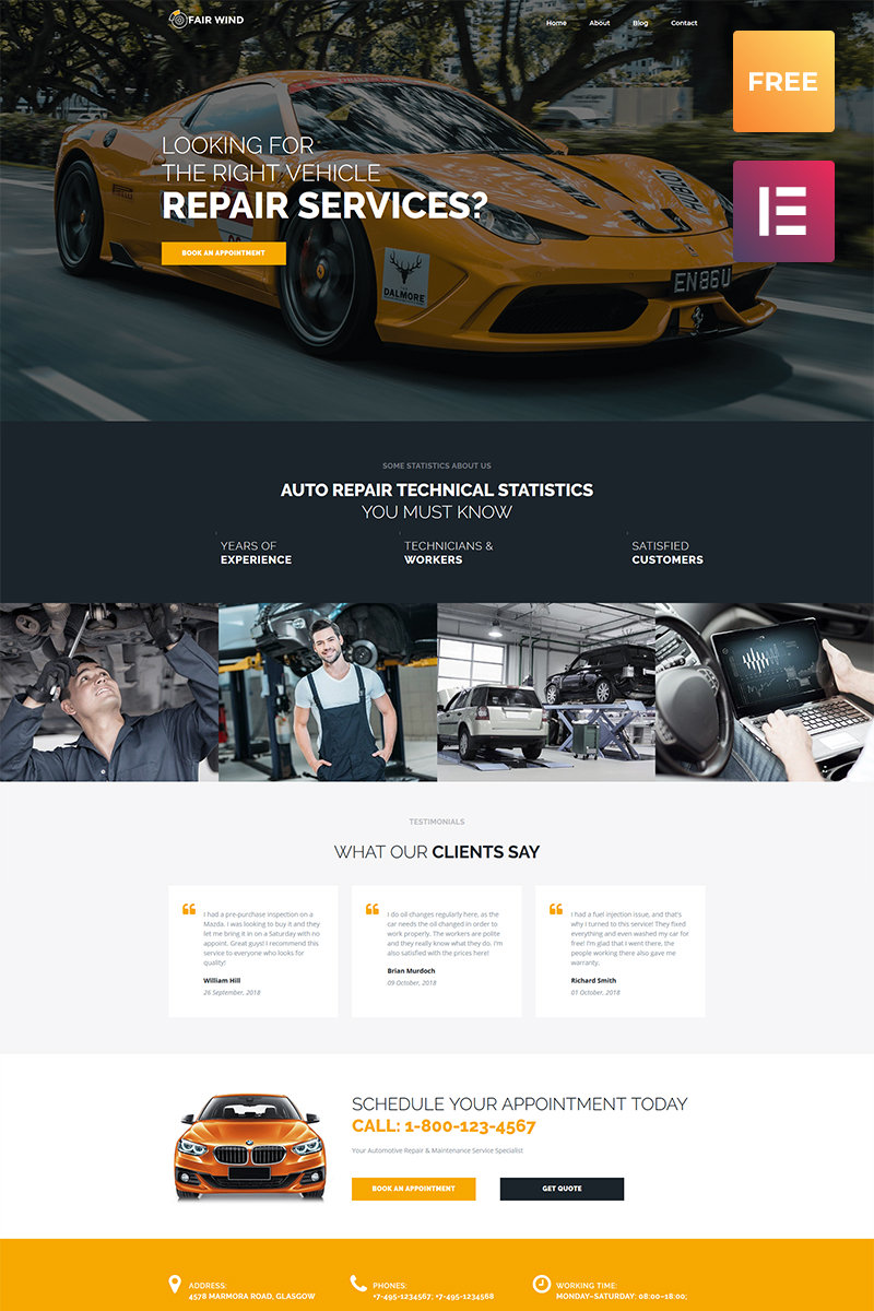 Fair Wind lite - Car Repair Modern Elementor №79864 - скриншот
