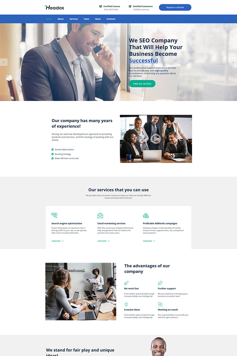 Plantilla Moto CMS HTML "Headox - Consulting Services" #79800