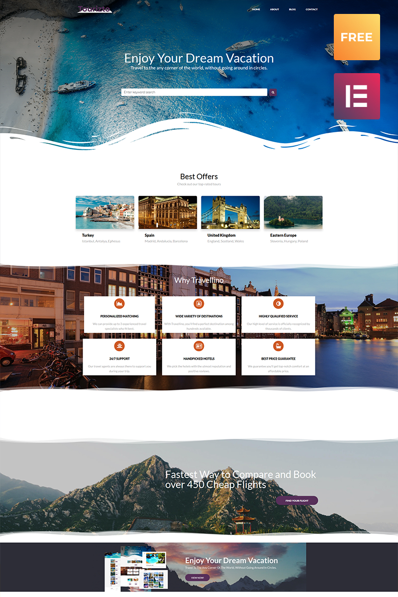 Responsive Tourizto lite - Travel Company Elementor Wordpress #79863 - Ekran resmi