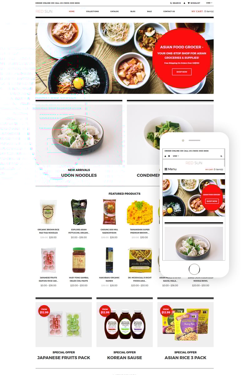 Responsivt Red Sun - Grocery Store Clean Shopify-tema #79861 - skärmbild