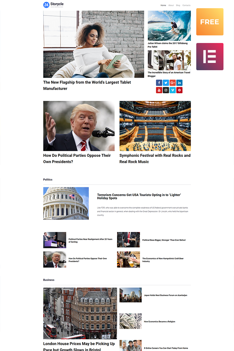 Responsywny motyw WordPress 24.Storycle lite - Multipurpose News Portal Elementor #79813 - zrzut ekranu