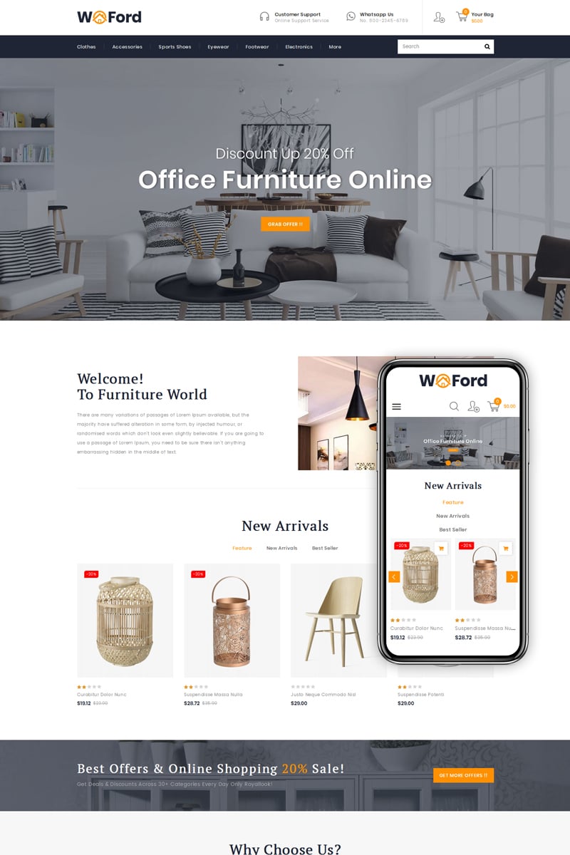 WoFord - Furniture & Decor Store PrestaShop-tema #79804 - skärmbild