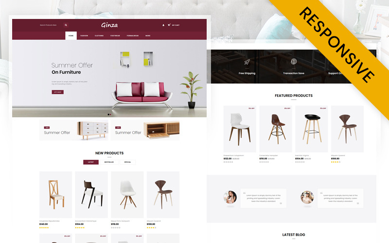 Ginza - Furniture Store OpenCart Responsive Template OpenCart Template