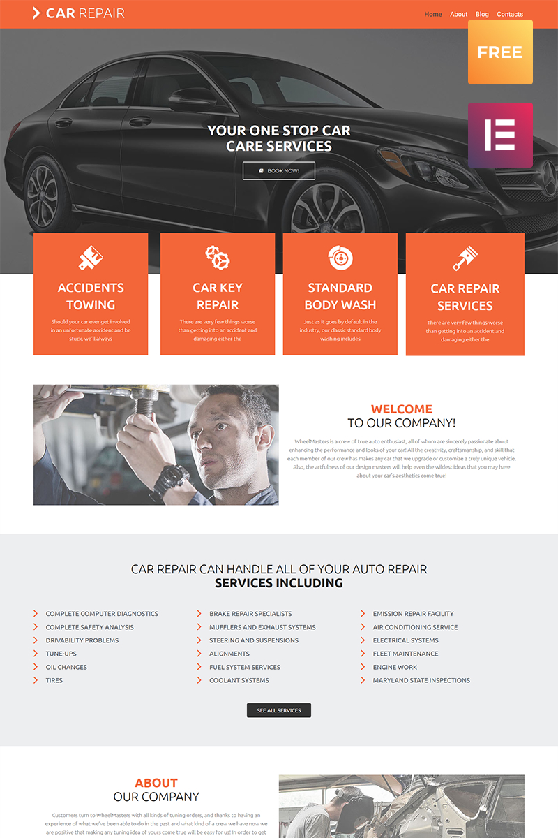 "Car Repair lite" - адаптивний WordPress шаблон №80071