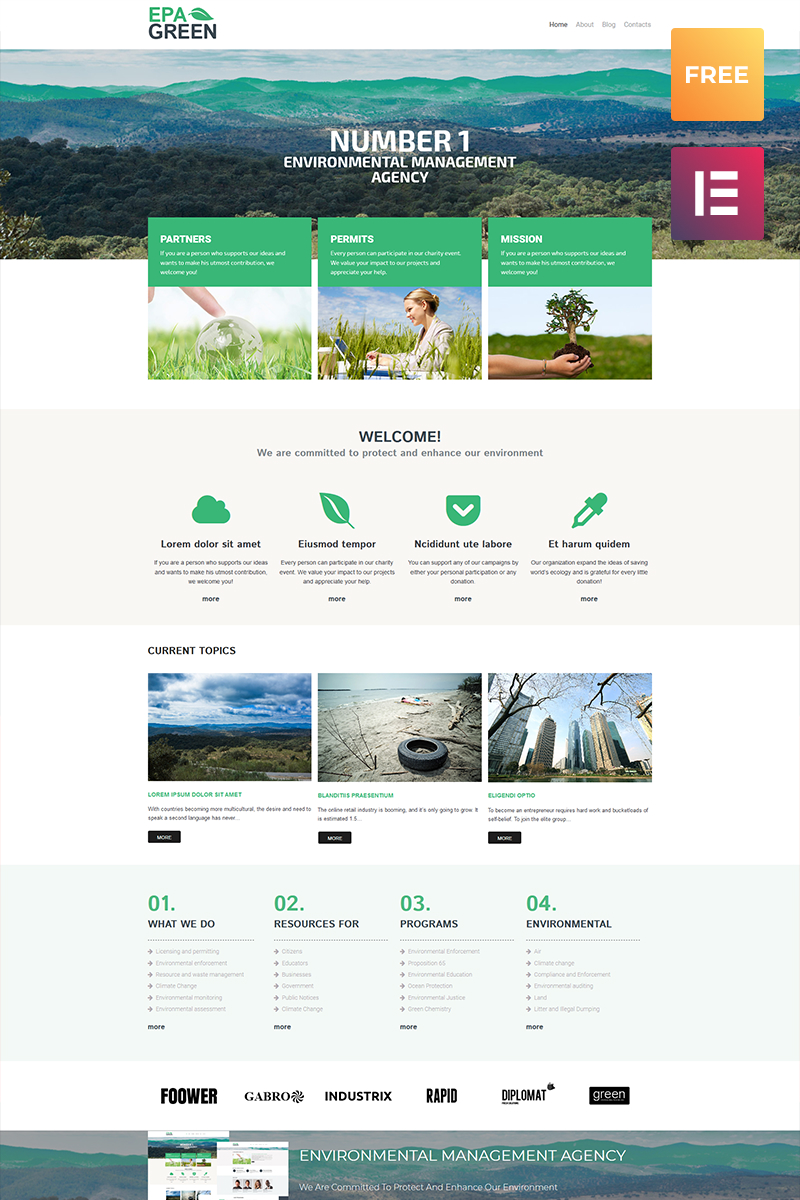 "Epa Green Lite - Environmental Responsive" - адаптивний WordPress шаблон №80039