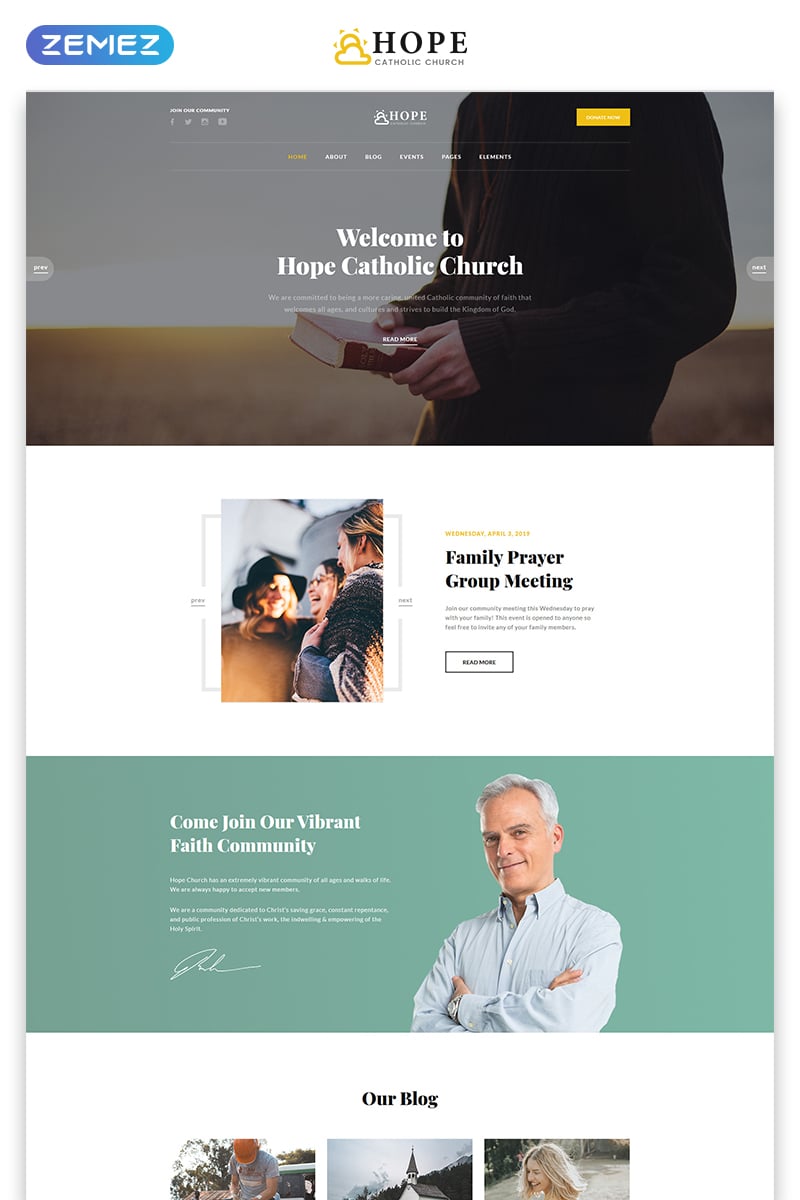 Website Vorlage namens "Hope - Catholic Church Multipage Modern HTML" #80007