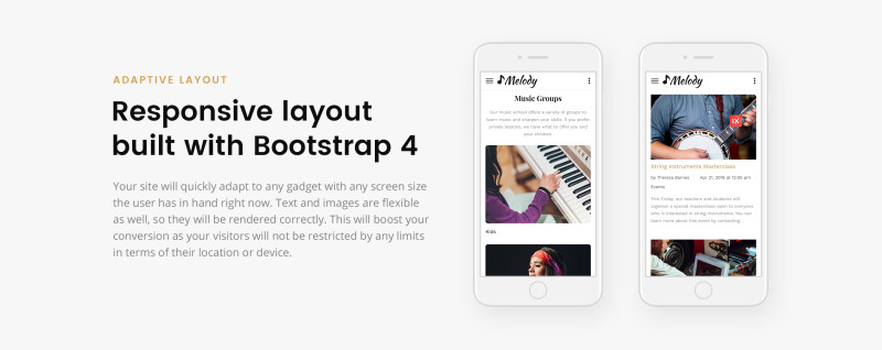 Melody - Music School Multipage HTML5 Website Template - Features Image 5