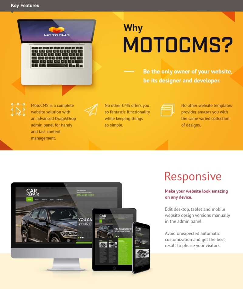 Car Repair Moto CMS 3 Template Templates Moto CMS 3 №53724 - Features Image 1
