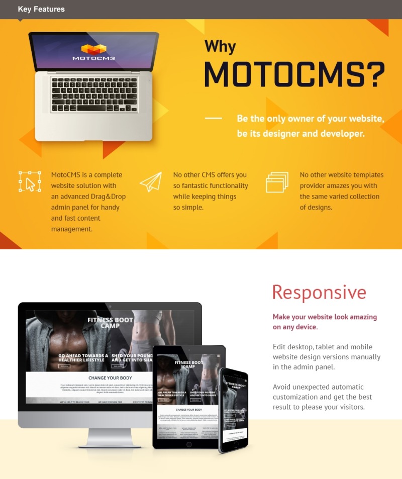 Plantilla Moto CMS 3 adaptativa para fitness