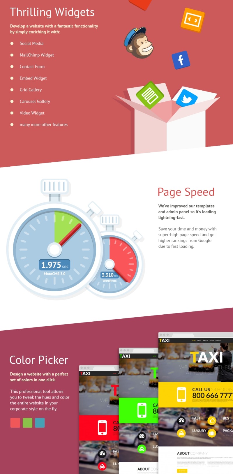 Taxi Responsive Moto CMS 3 Template - Features Image 3