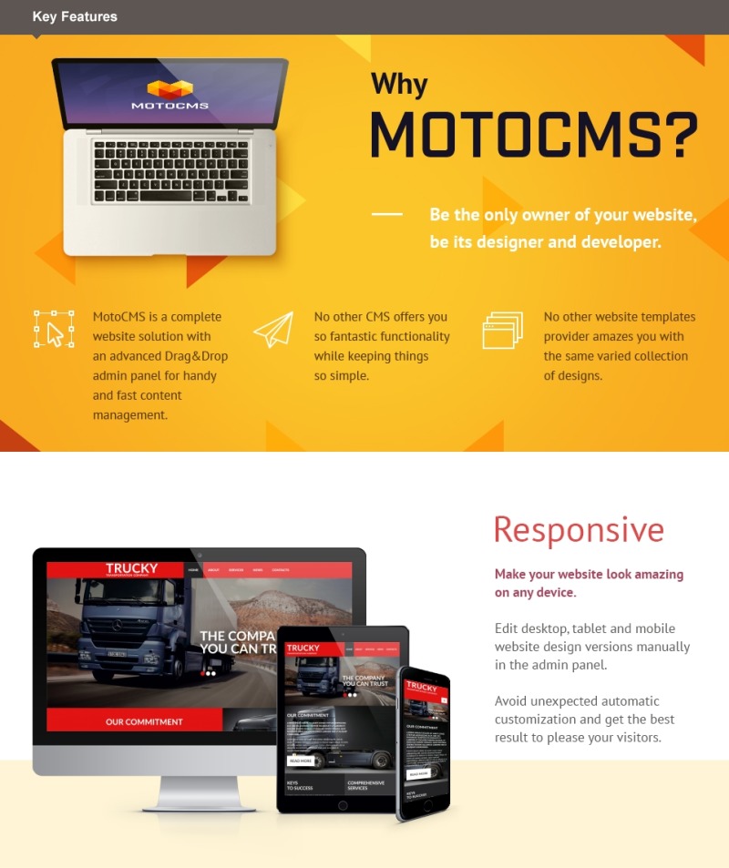 Trucking Responsive Moto CMS 3 Template - Features Image 1