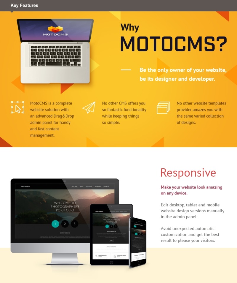 Photographer Portfolio Moto CMS 3 Template - Features Image 1
