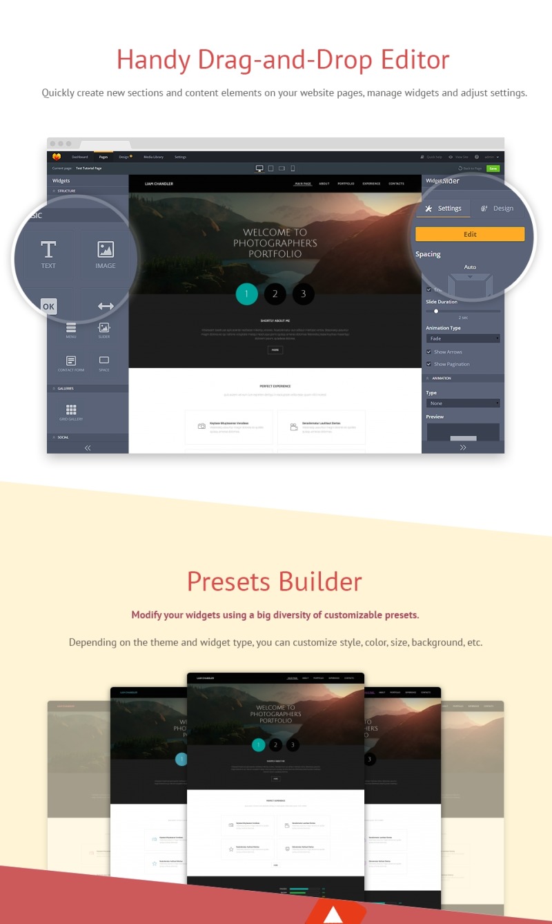 Photographer Portfolio Moto CMS 3 Template - Features Image 2