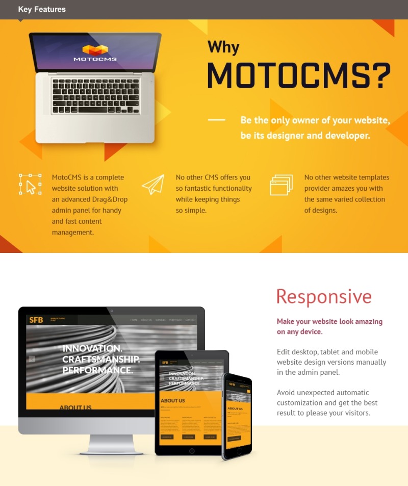 Industrial Responsive Moto CMS 3 Template - Features Image 1