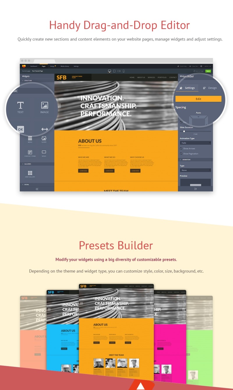 Industrial Responsive Moto CMS 3 Template - Features Image 2