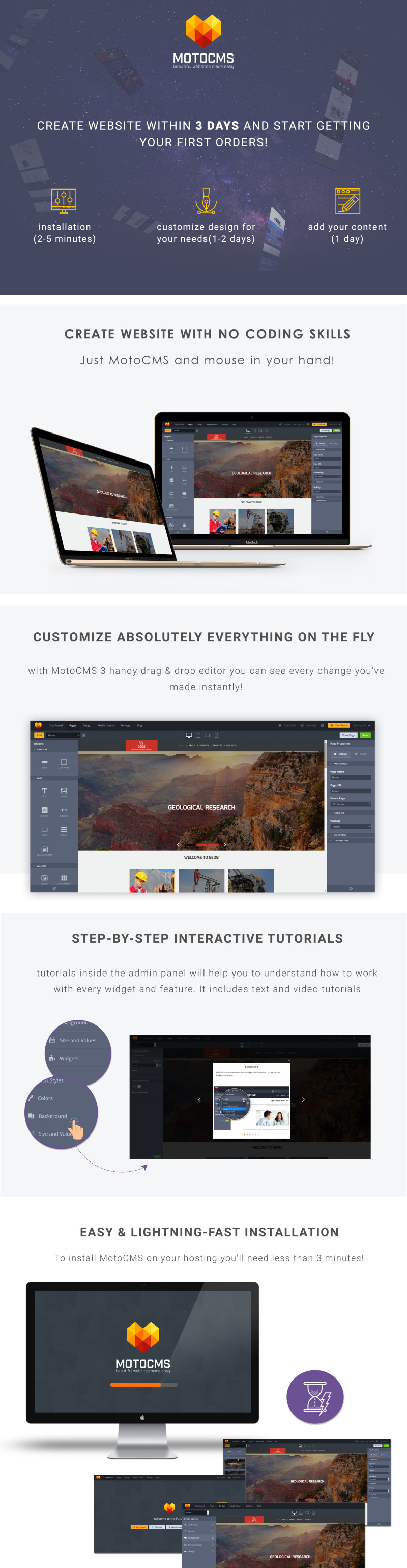 Industrial Moto CMS 3 Template - Features Image 1