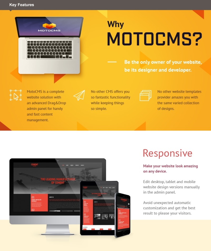 Cement Moto CMS 3 Template - Features Image 1