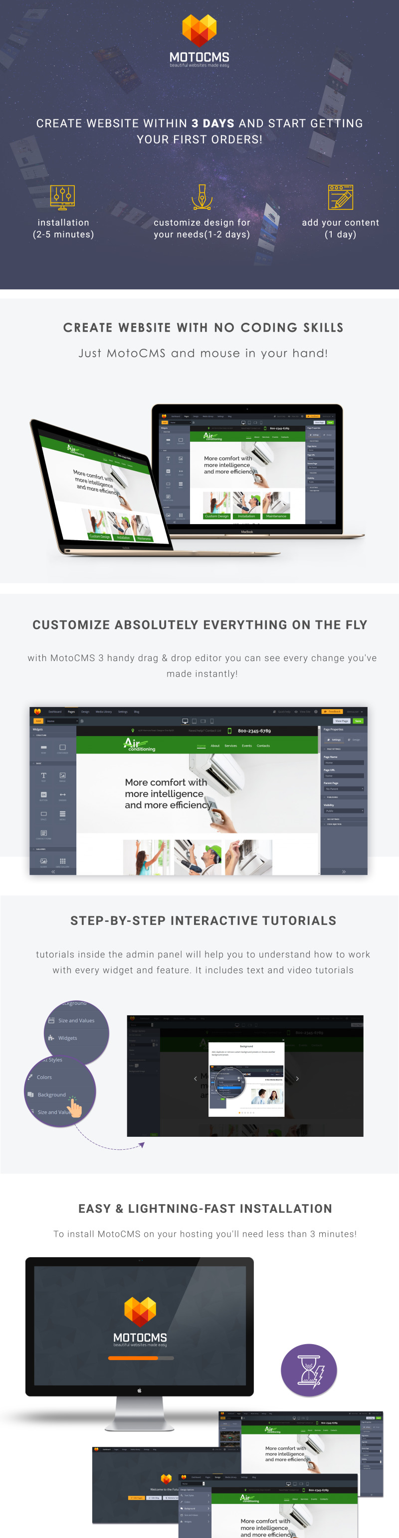 Air Conditioning Moto CMS 3 Template - Features Image 1