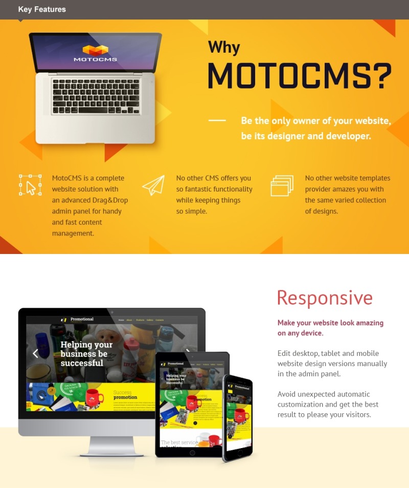 Plantilla Moto CMS 3 Responsive para Sitio de Tienda de Impresión #55540 - Imagen de características 1