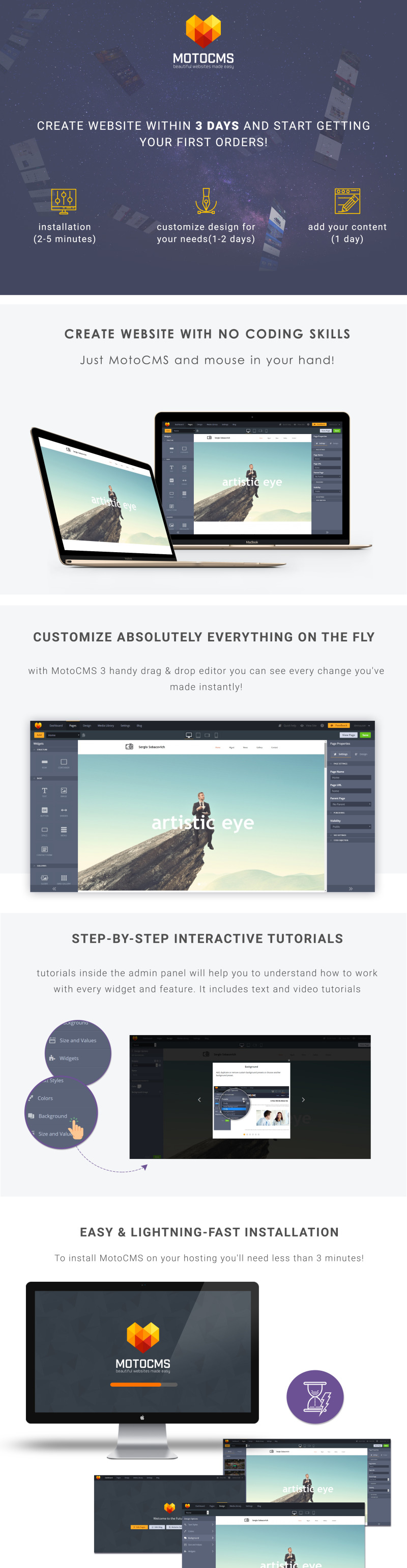 Professional Photographer Moto CMS 3 Template - Features Image 1