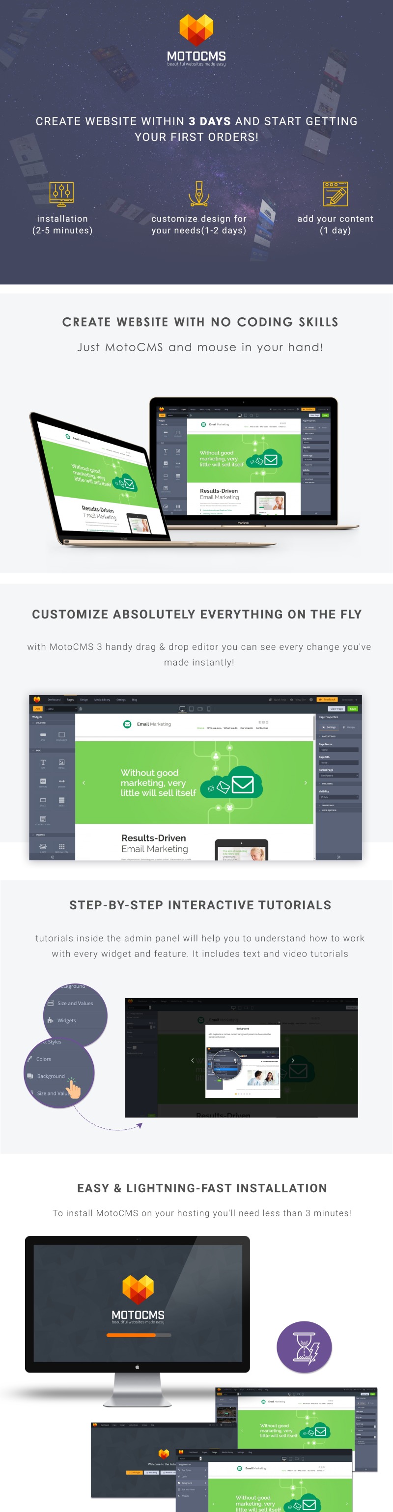 Email Marketing Moto CMS 3 Template - Features Image 1