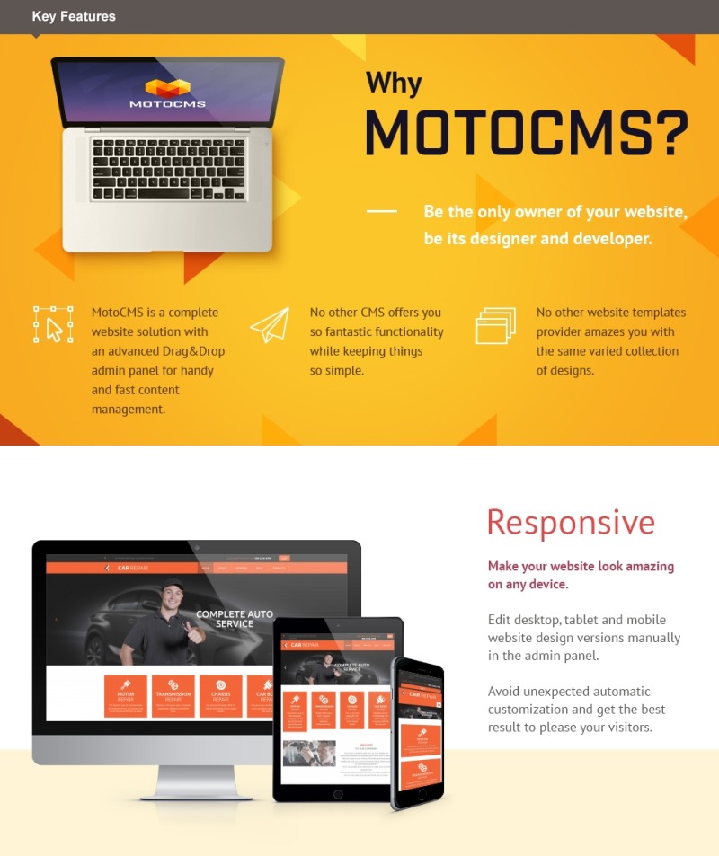 Responzivní Moto CMS 3 šablona na téma Autoservis #55858 - Obrázek funkce 1