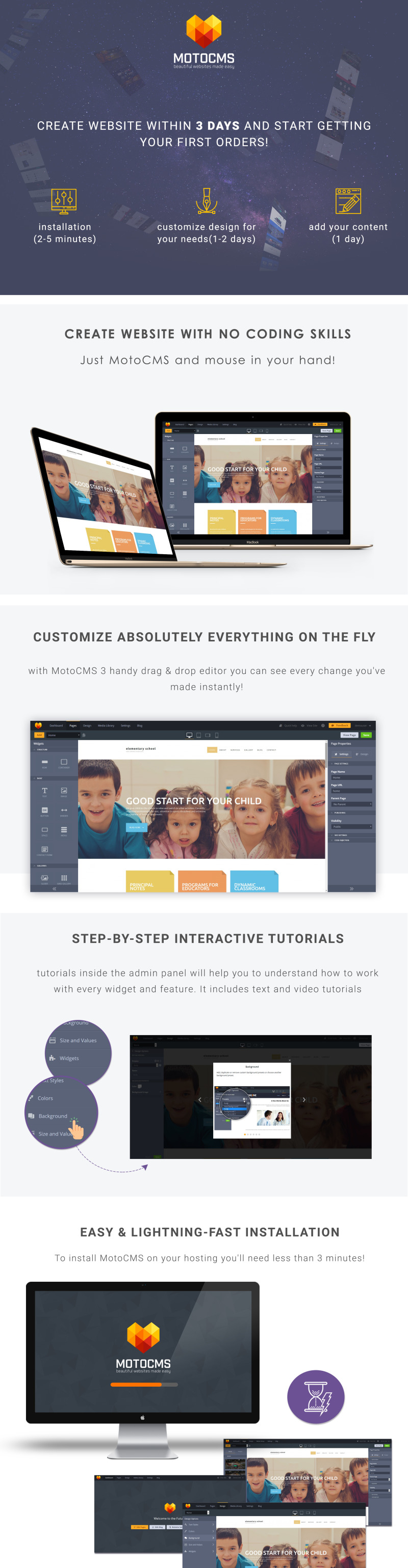 Primary School Moto CMS 3 Template - Features Image 1