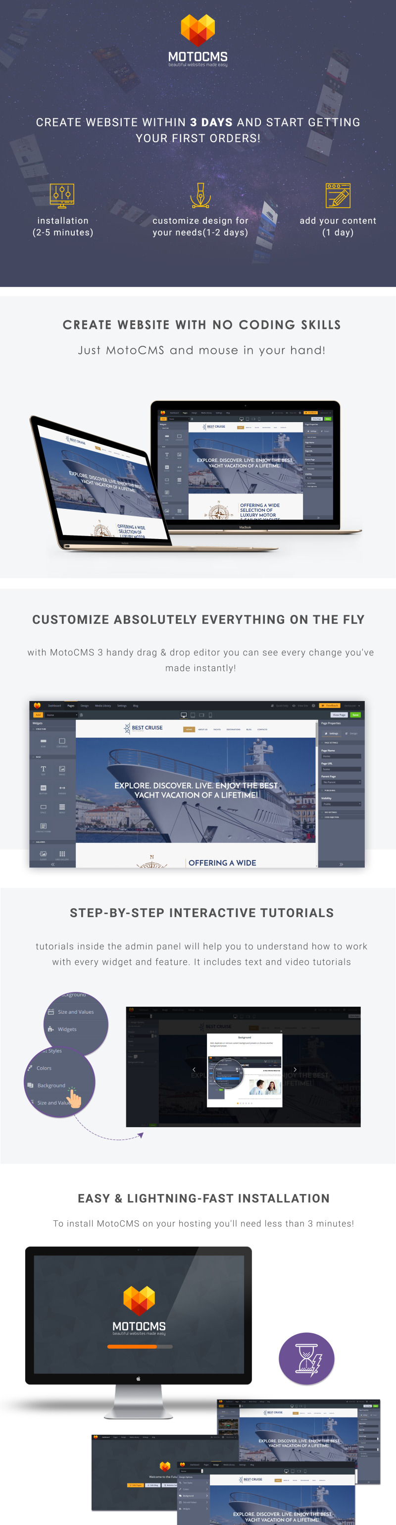 Luxury Yachting Moto CMS 3 Template - Features Image 1