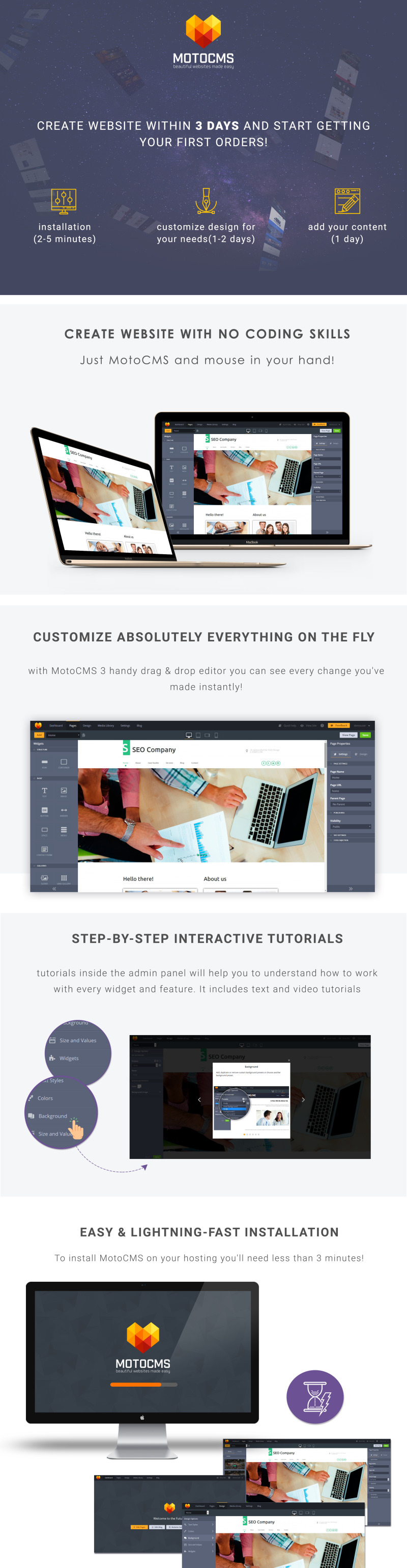 SEO Company Moto CMS 3 Template - Features Image 1