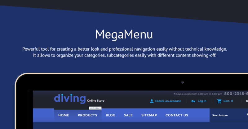Dykning Online Store Shopify-tema - Funktionsbild 2