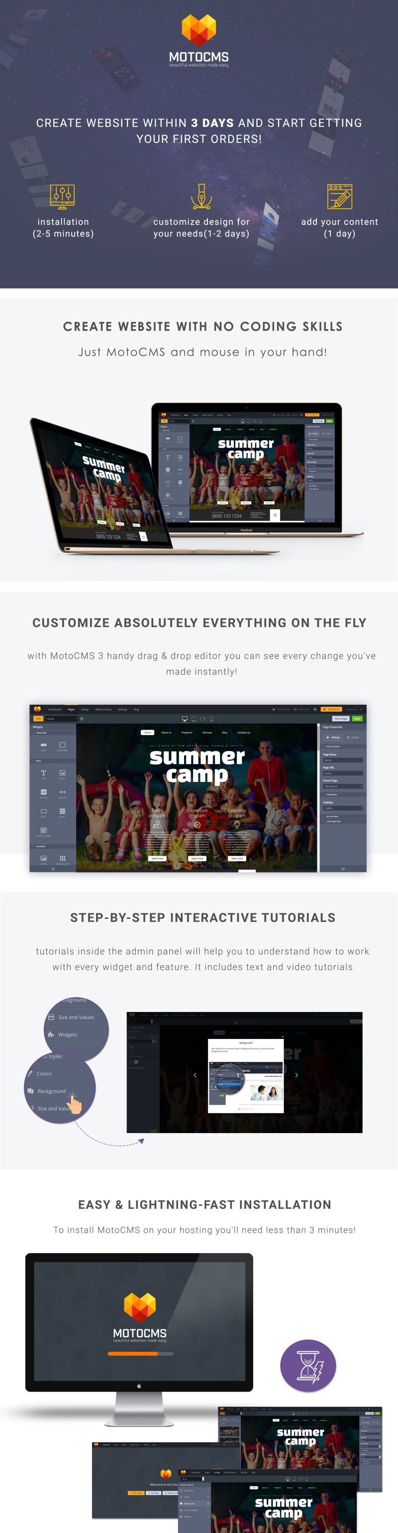 Summer Camp Moto CMS 3 Template - Features Image 1