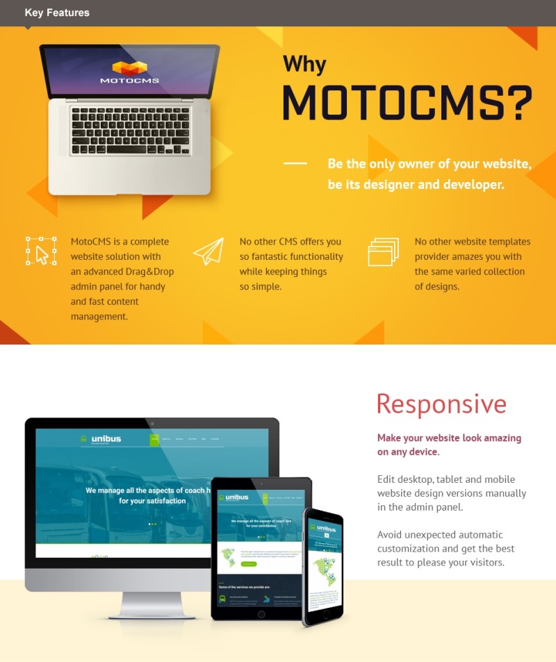 Bus Company Moto CMS 3 Template - Features Image 1