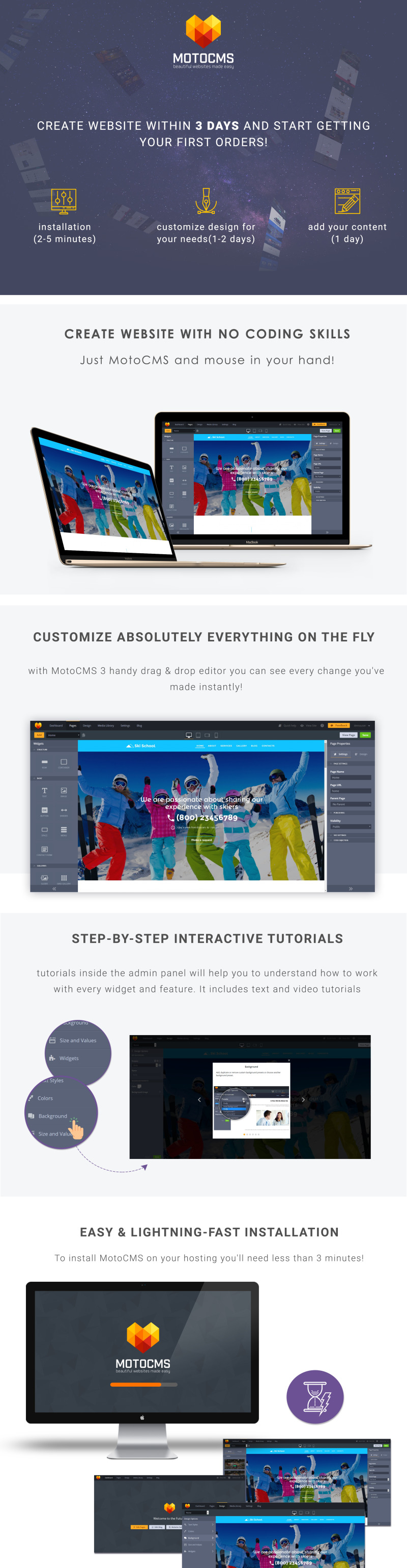 Snowboarding & Ski School Moto CMS 3 Template - Features Image 1
