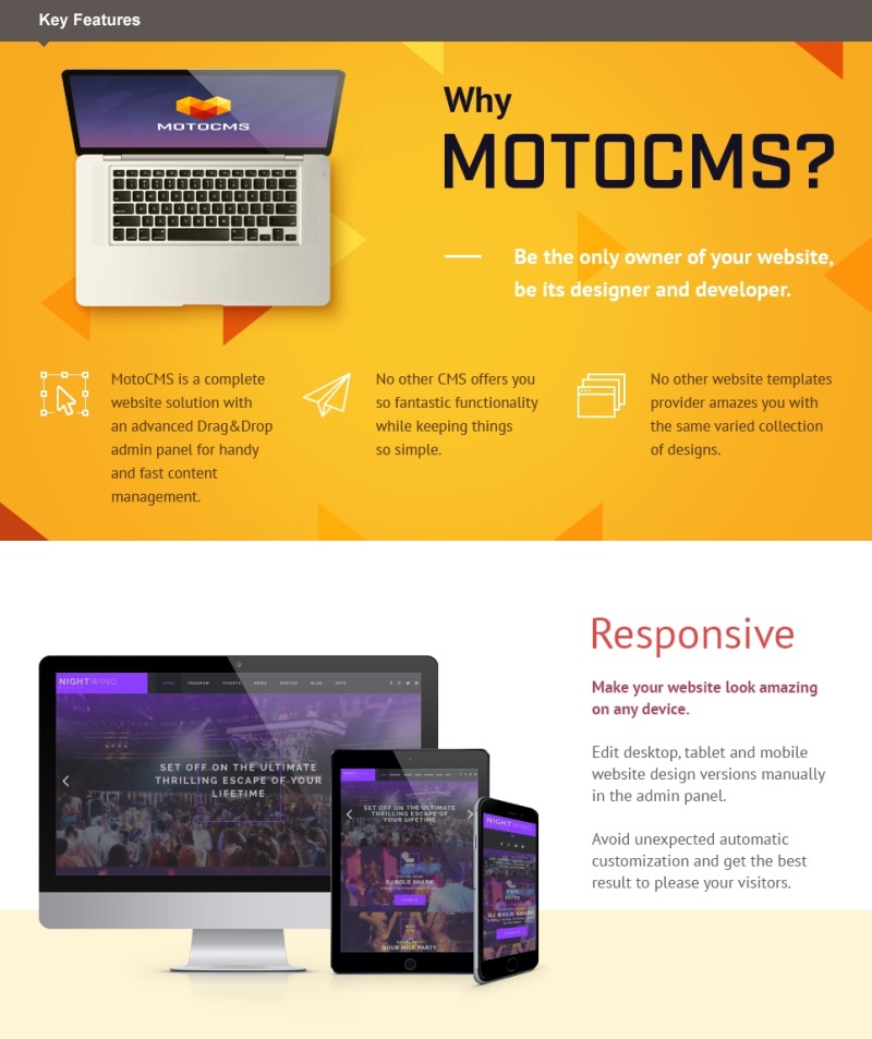 Night Club Moto CMS 3 Template - Features Image 1