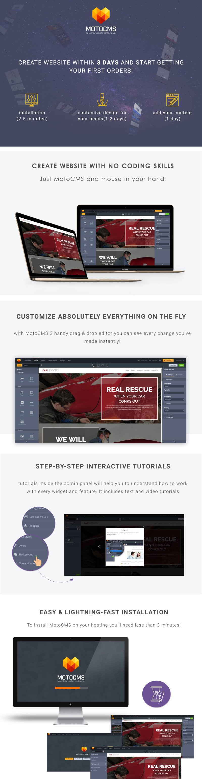 CarRecovery - Car Repair Moto CMS 3 Template - Features Image 1
