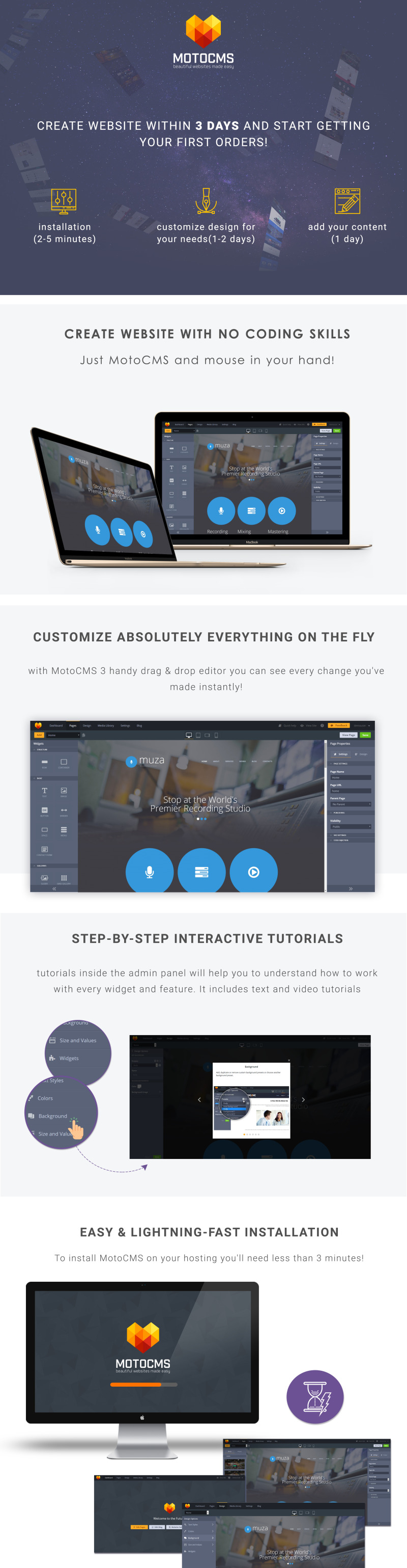 Recording Studio Moto CMS 3 Template - Features Image 1