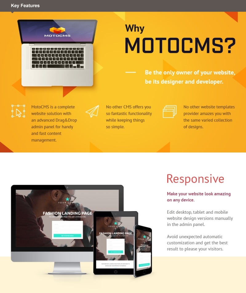 Fashion Responsive Moto CMS 3 Template - Features Image 1