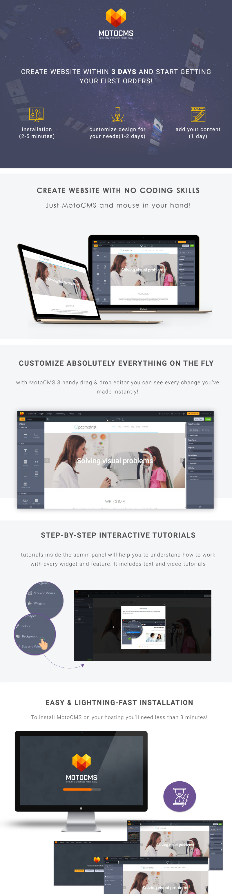 Optometry Moto CMS 3 Template - Features Image 1