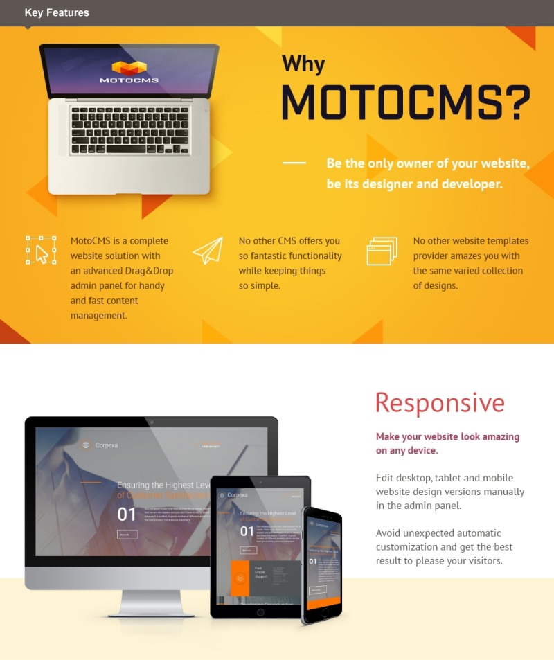 Business & Services Moto CMS 3 Template - Features Image 1
