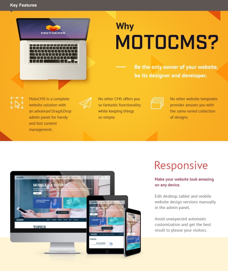 Reszponzív Oktatási Moto CMS 3 sablon 58808 - Képpel 1