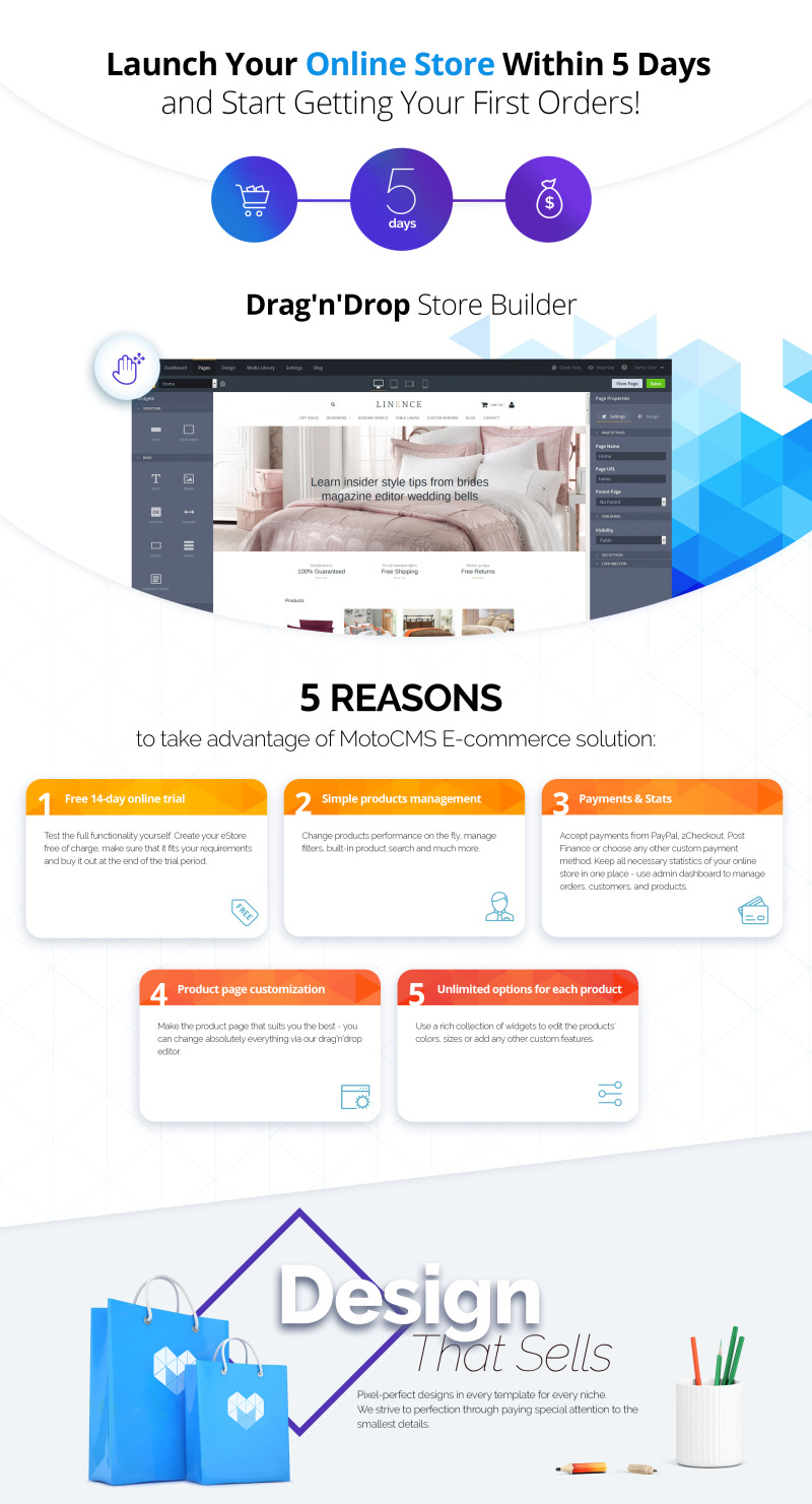 Linen & Lace Responsive MotoCMS Ecommerce Template - Features Image 1