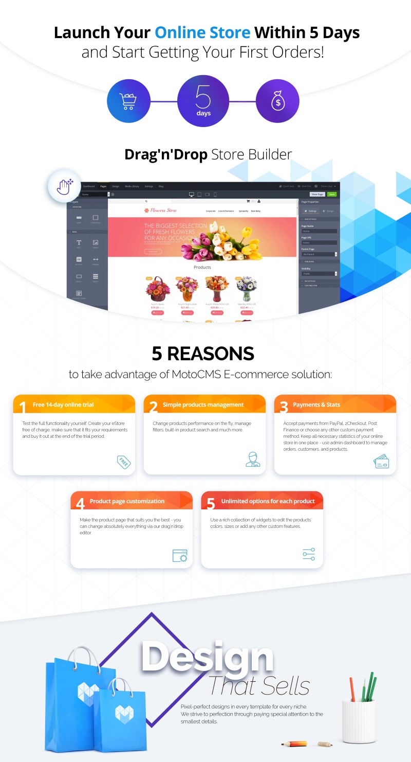 Flower Shop MotoCMS Ecommerce Template - Features Image 1