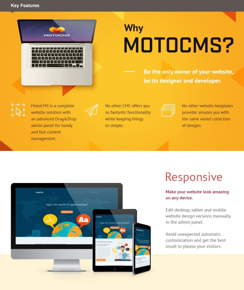 Nyelviskola Moto CMS 3 sablon - Features Image 1