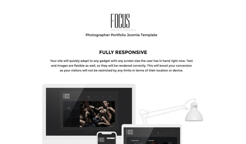 Focus - Plantilla de Joomla elegante y gratuita para portafolio de fotógrafos - Características Imagen 2