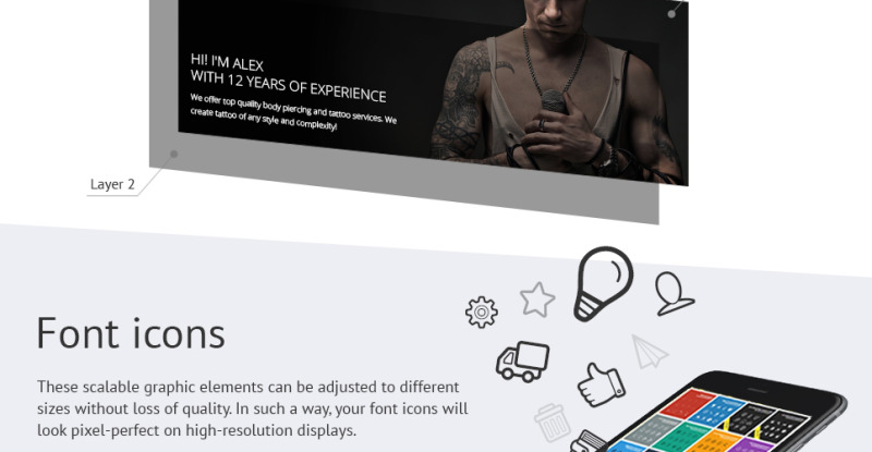 Tattoo Salon Responsive Website Template - Features Image 5