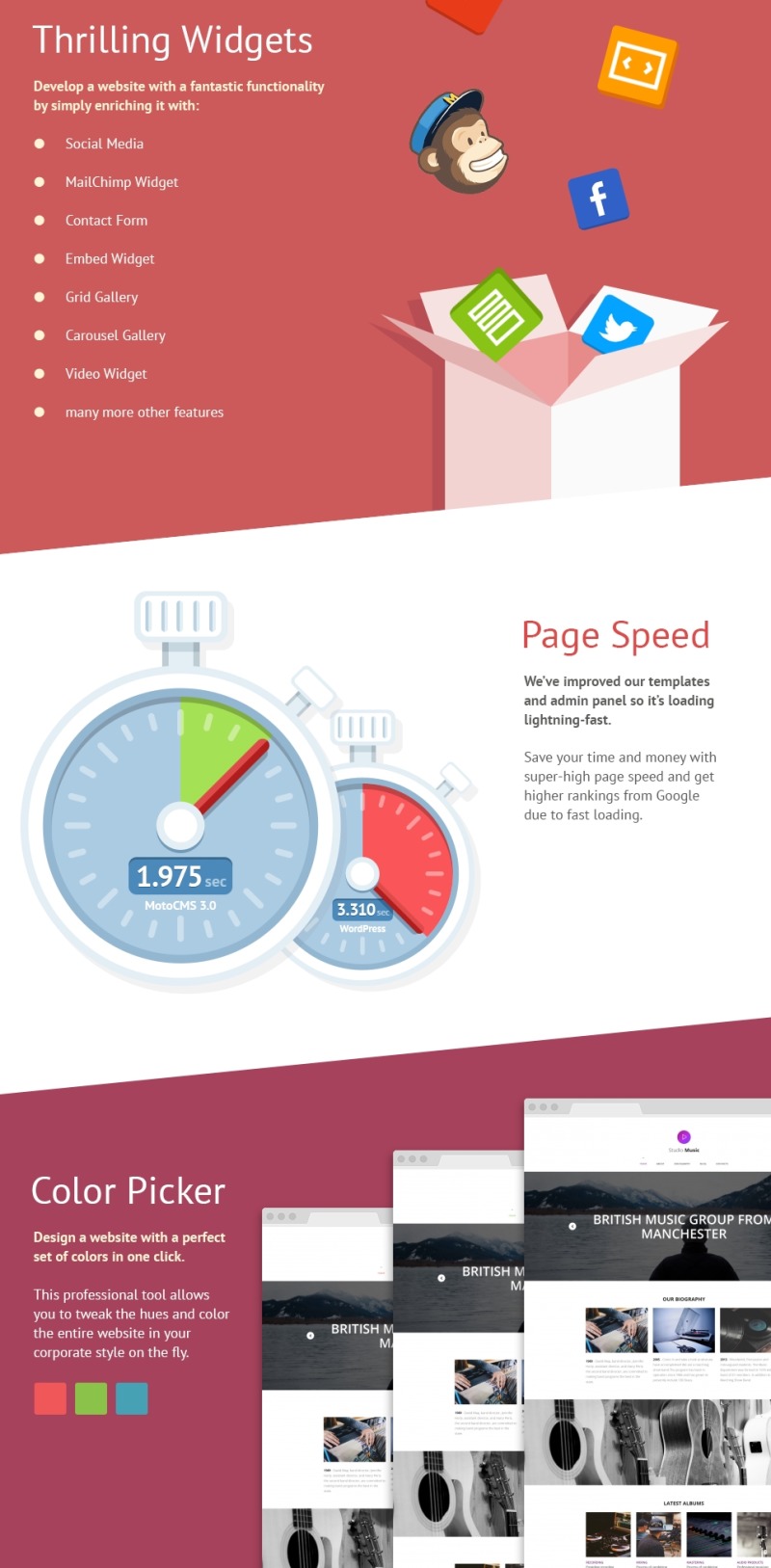 Music Band Moto CMS 3 Template - Features Image 3